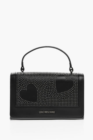 LOVE Kunstleder-Handtasche verziert mit Nieten und Kette