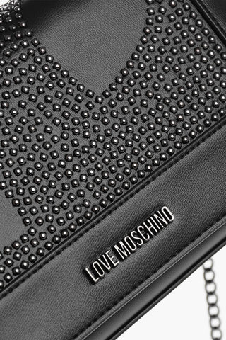 LOVE Kunstleder-Handtasche verziert mit Nieten und Kette