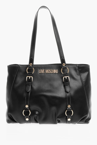 LOVE Faux Leather Shoulder Bag with Ruffe Details