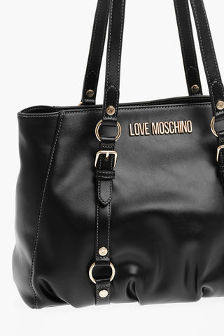 LOVE Faux Leather Shoulder Bag with Ruffe Details