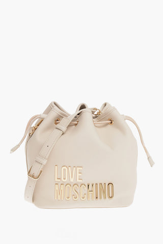 LOVE Faux Leather Bucket Bag with Golden Maxi Logo