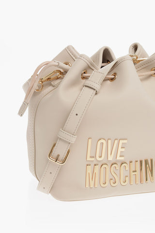 LOVE Faux Leather Bucket Bag with Golden Maxi Logo