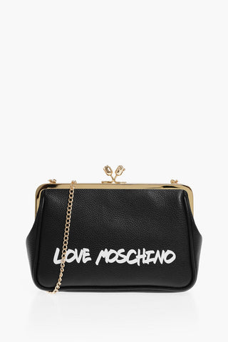 LOVE Borsa a Mano in Tinta Unita con Logo Stampato e Tracolla a Catena Removibile
