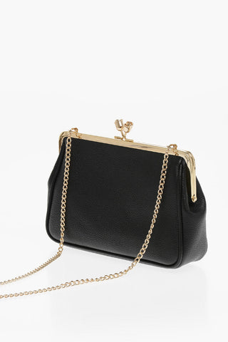 LOVE Borsa a Mano in Tinta Unita con Logo Stampato e Tracolla a Catena Removibile