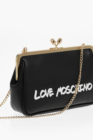 LOVE Borsa a Mano in Tinta Unita con Logo Stampato e Tracolla a Catena Removibile