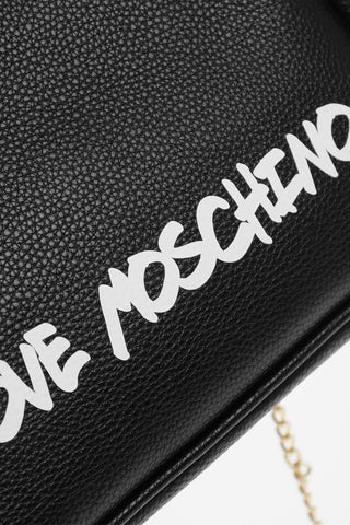 LOVE Borsa a Mano in Tinta Unita con Logo Stampato e Tracolla a Catena Removibile