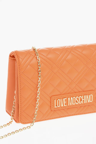 LOVE Quilted Faux Leather Bag with Chain Shoulder Strap
