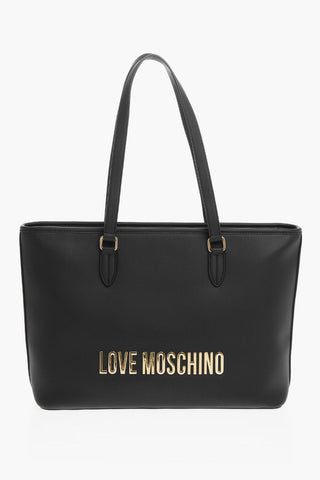 LOVE Faux Leather Tote Bag with Golden Embossed Maxi Logo