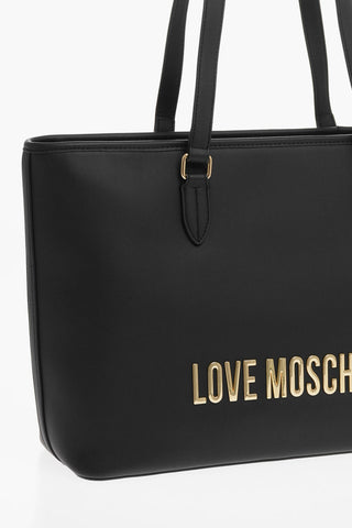 LOVE Faux Leather Tote Bag with Golden Embossed Maxi Logo