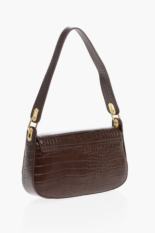 LOVE Faux Leather Croc-Effect Shoulder Bag with Gold Heart
