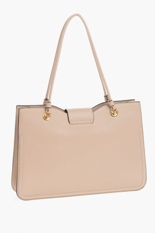 Textured Faux Leather BRIDGE Tote Bag with Heart Shaped Gold Closure