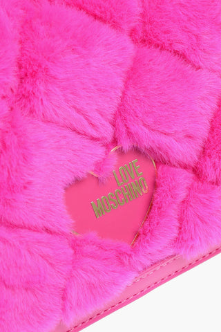 LOVE Faux Leather Hand Bag with Faux Fur Details