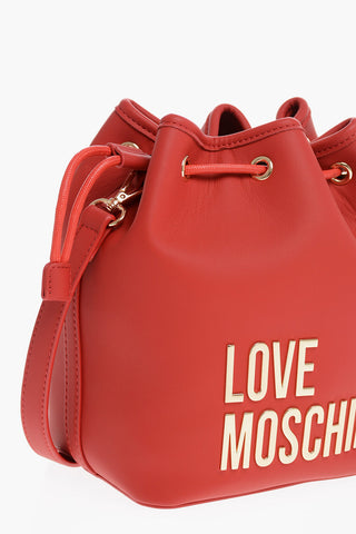LOVE Borsa a Secchiello in Ecopelle con Maxi Logo Dorato