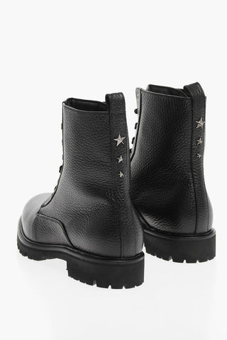 Leather Boots Low Flat stars Studs