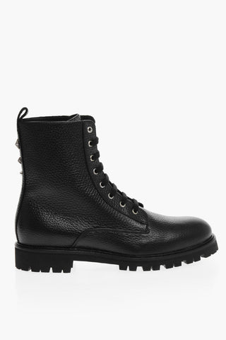 Leather Boots Low Flat stars Studs