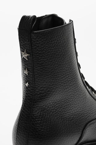Leather Boots Low Flat stars Studs