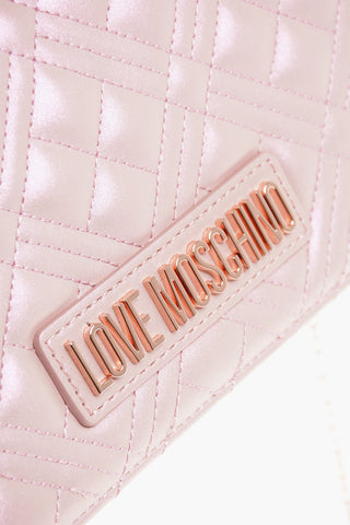 LOVE Metallic Effect Quilted Faux Leather Crossbody Bag