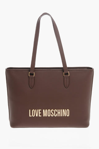 LOVE Tote Bag aus Eco-Leder mit großem, geprägtem goldfarbenen Logo