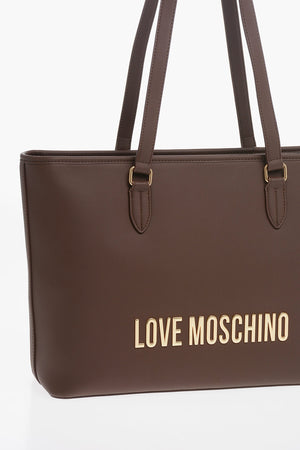LOVE Tote Bag aus Eco-Leder mit großem, geprägtem goldfarbenen Logo