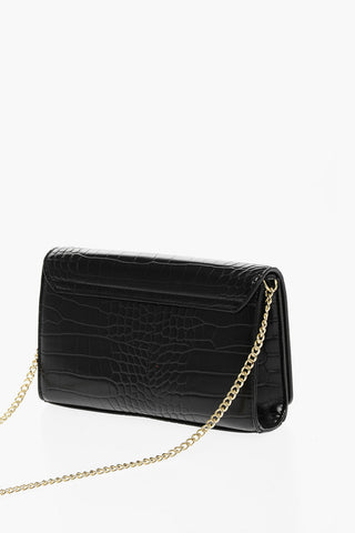 LOVE Faux Leather Crocodile-Effect Bag with Gold Chain