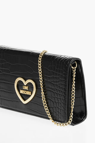 LOVE Faux Leather Crocodile-Effect Bag with Gold Chain