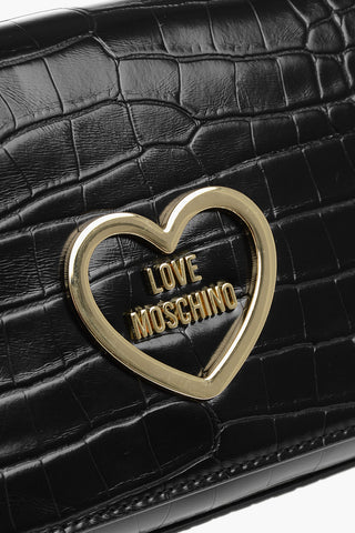 LOVE Faux Leather Crocodile-Effect Bag with Gold Chain