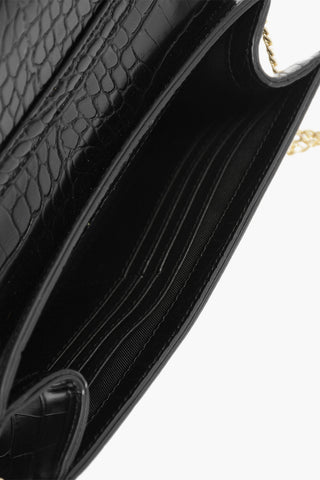 LOVE Faux Leather Crocodile-Effect Bag with Gold Chain