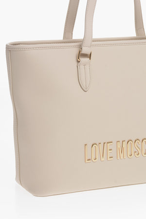 LOVE Tote Bag aus Eco-Leder mit großem, geprägtem goldfarbenen Logo