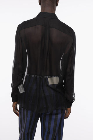 Camicia in Chiffon di Seta con Abbottonatura Nascosta