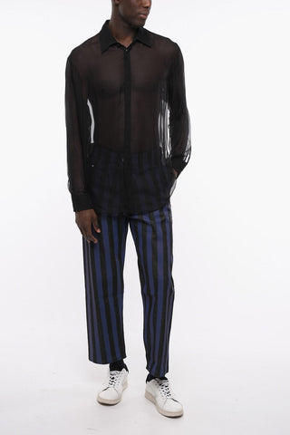 Camicia in Chiffon di Seta con Abbottonatura Nascosta