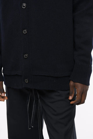 MM4 Wool Blend Cardigan with Suede Patches