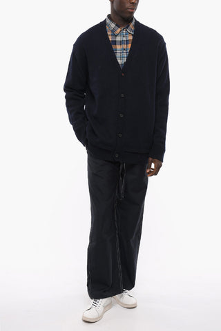 MM4 Wool Blend Cardigan with Suede Patches