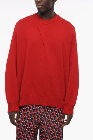 Wool Blend Oversive Crew-neck Pullover