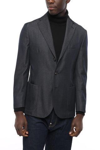 Blazer Sfoderato Monopetto con Effetto Denim