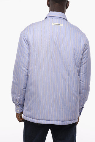 Pencil Striped Padded Jacket with Cut-Out Details