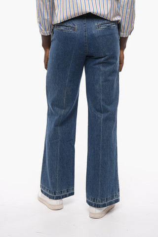 Flush Pocket Wide Leg Cotton Denims 30cm