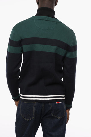Two-tone COLLEGE Cotton Cardigan with Embroidered Logo