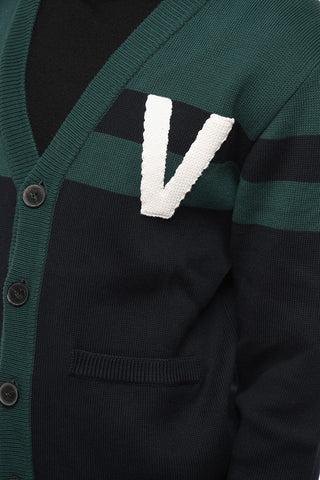 Two-tone COLLEGE Cotton Cardigan with Embroidered Logo