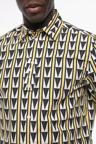 Camicia in Popeline di Cotone a Fantasia Geometrica