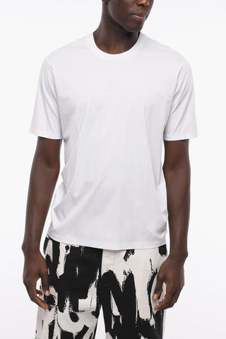 T-shirt Girocollo a Tinta Unita in Cotone