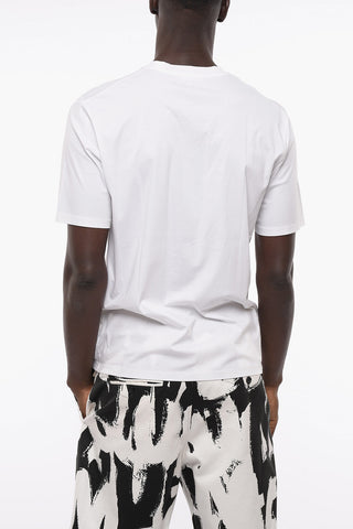 T-shirt Girocollo a Tinta Unita in Cotone