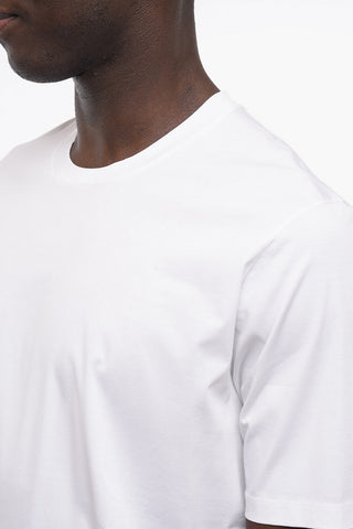 T-shirt Girocollo a Tinta Unita in Cotone