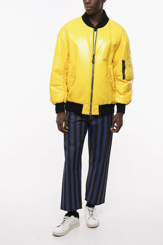 Bomber Imbottito in Nylon Verniciato con Zip Frontale