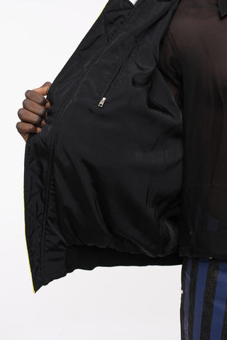 Bomber Imbottito in Nylon Verniciato con Zip Frontale