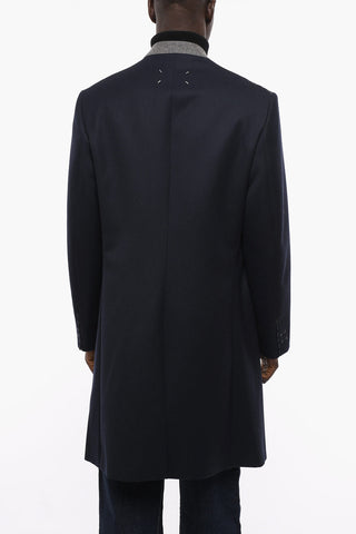Concealed Buttoning No-lapel Wool Coat