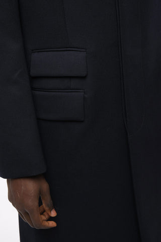 Concealed Buttoning No-lapel Wool Coat