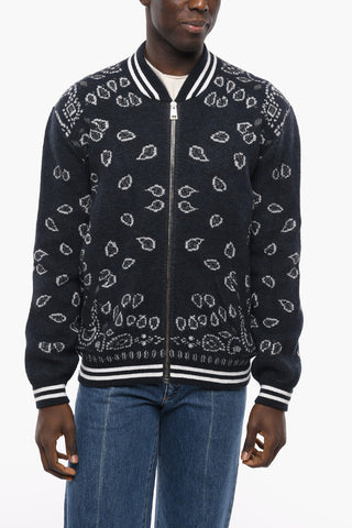 Paisley Patterned BANDANA Knitted Bomber Jacket