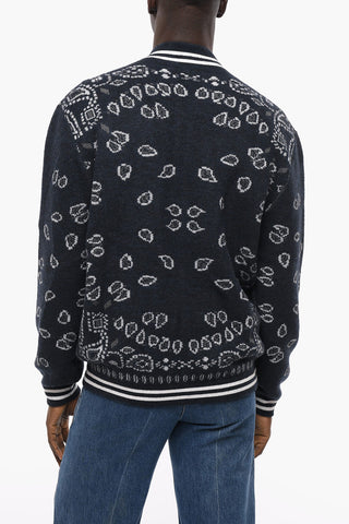 Paisley Patterned BANDANA Knitted Bomber Jacket