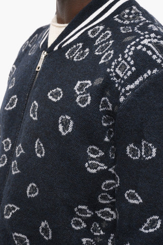 Paisley Patterned BANDANA Knitted Bomber Jacket
