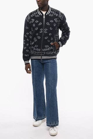 Paisley Patterned BANDANA Knitted Bomber Jacket